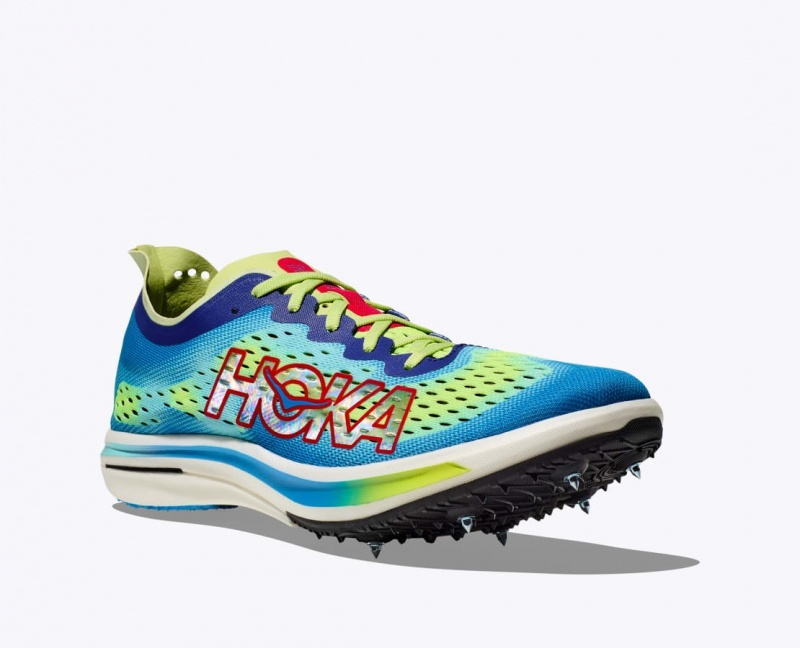 Men's HOKA Cielo FLYX Track Spikes Green / Blue | VJADC7418