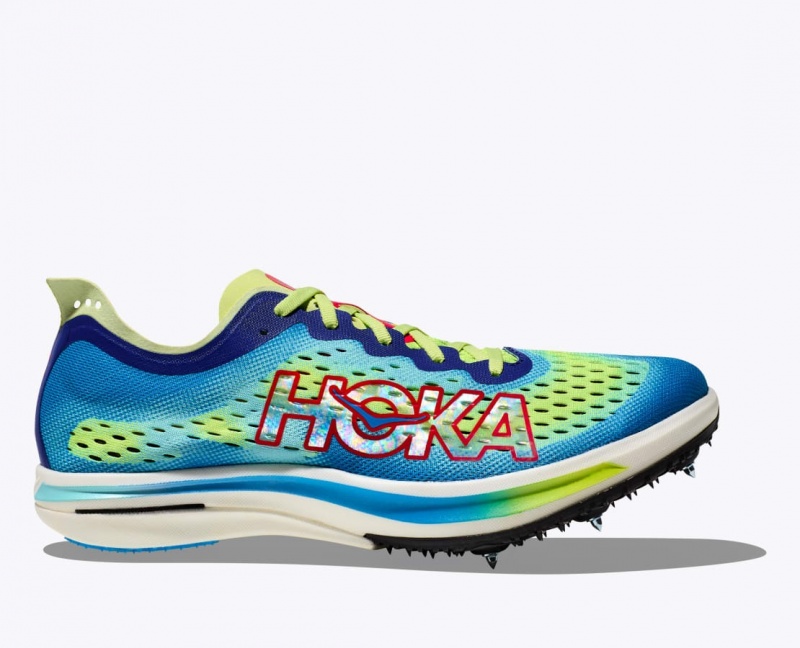 Men\'s HOKA Cielo FLYX Track Spikes Green / Blue | VJADC7418