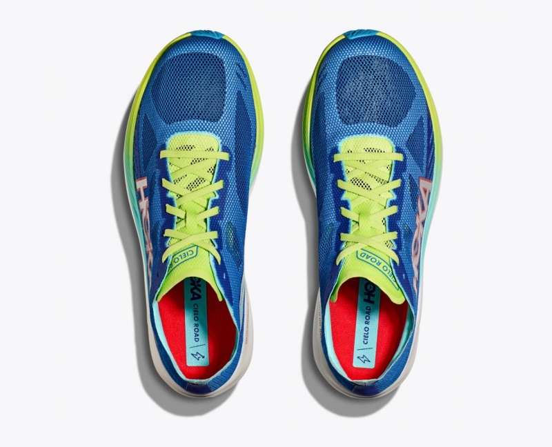 Men's HOKA Cielo Road Running Shoes Blue / Green | BFCPR3874