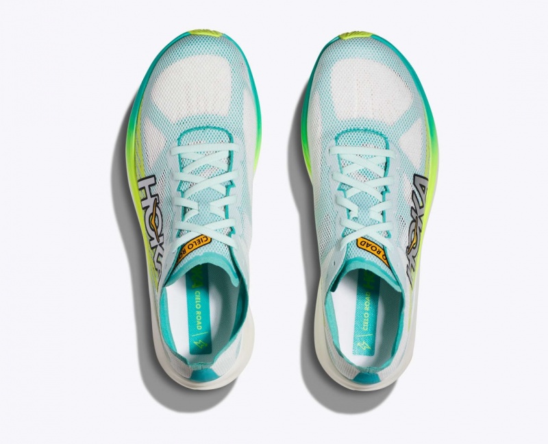 Men's HOKA Cielo Road Running Shoes White / Turquoise | YCLUT2418