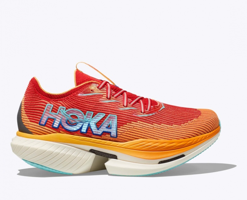 Men\'s HOKA Cielo X1 Running Shoes Orange / Red | DLQTP4152