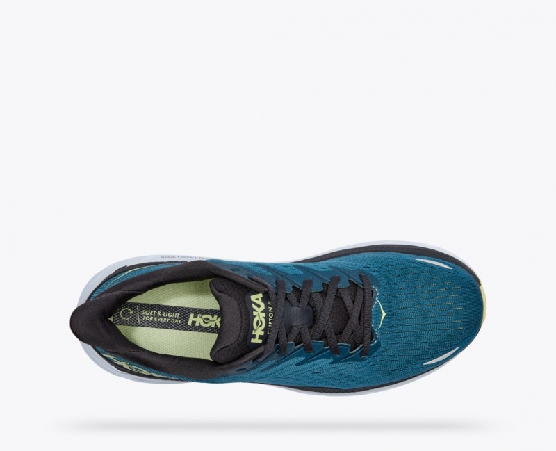 Men's HOKA Clifton 8 Running Shoes Dark Turquoise / Black | SDNFB5206