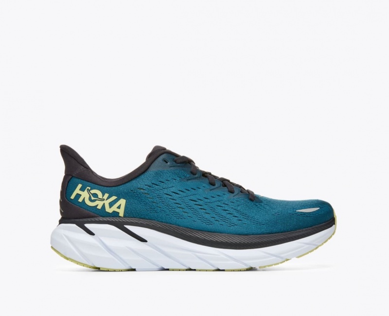 Men\'s HOKA Clifton 8 Running Shoes Dark Turquoise / Black | SDNFB5206