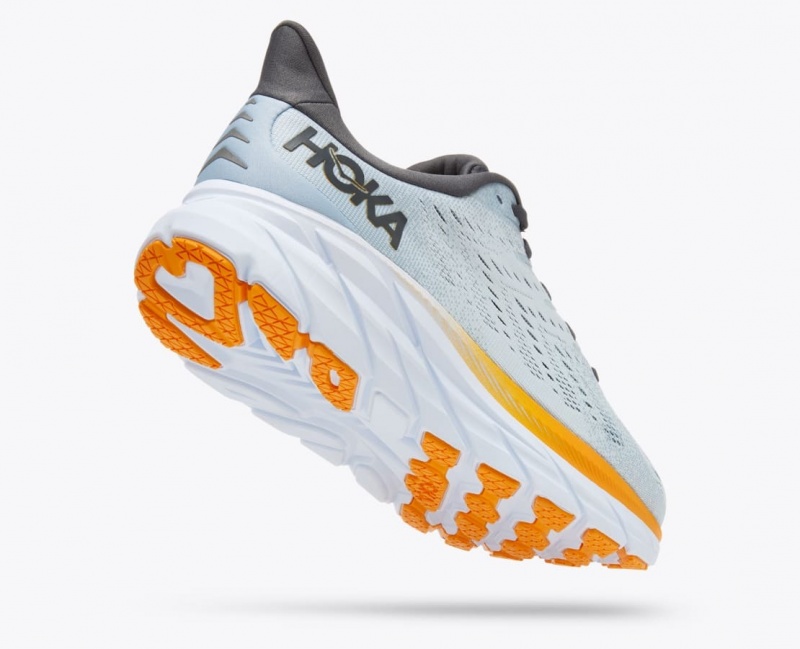 Men's HOKA Clifton 8 Running Shoes Light Blue / Orange | OFKVN9074