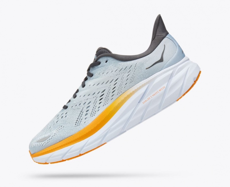 Men's HOKA Clifton 8 Running Shoes Light Blue / Orange | OFKVN9074