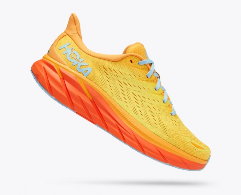 Men's HOKA Clifton 8 Running Shoes Orange / Yellow | YNVIB6540