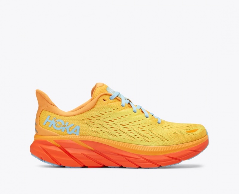 Men\'s HOKA Clifton 8 Running Shoes Orange / Yellow | YNVIB6540