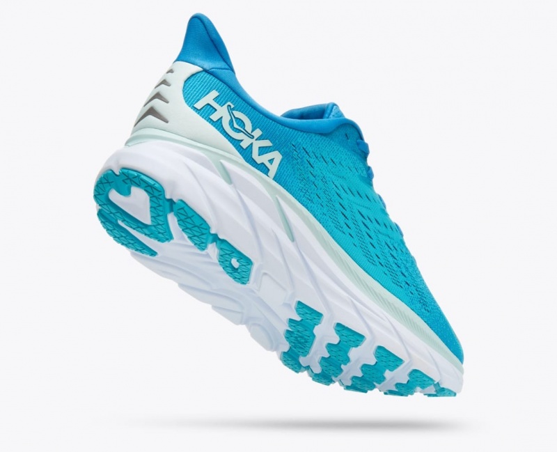 Men's HOKA Clifton 8 Running Shoes Turquoise | POIRV4329