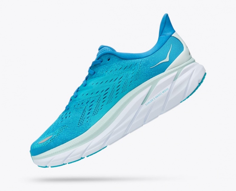 Men's HOKA Clifton 8 Running Shoes Turquoise | POIRV4329