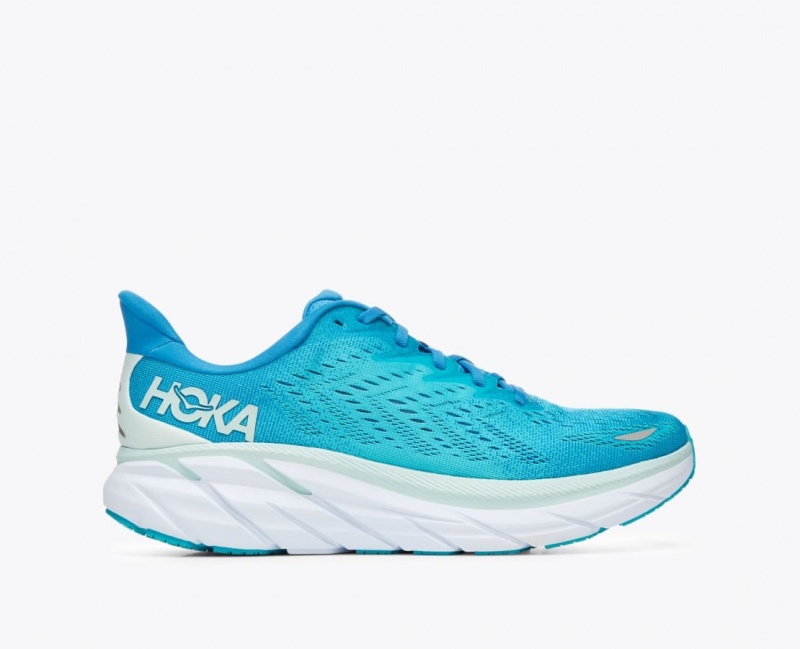 Men\'s HOKA Clifton 8 Running Shoes Turquoise | POIRV4329