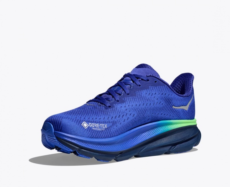 Men's HOKA Clifton 9 GTX Running Shoes Blue | IACBO5389