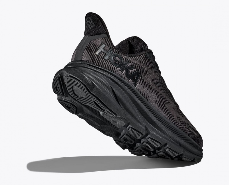 Men's HOKA Clifton 9 Running Shoes Black | VXYAH7249