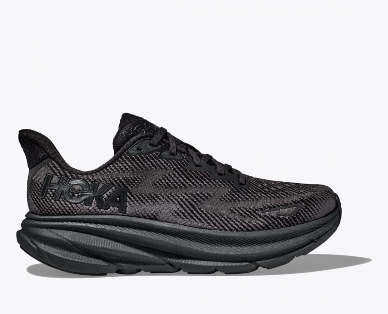 Men\'s HOKA Clifton 9 Running Shoes Black | VXYAH7249