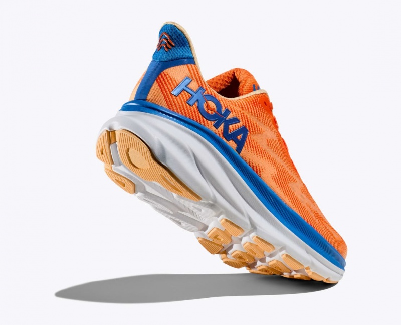 Men's HOKA Clifton 9 Running Shoes Orange / Blue | ONCYT5748