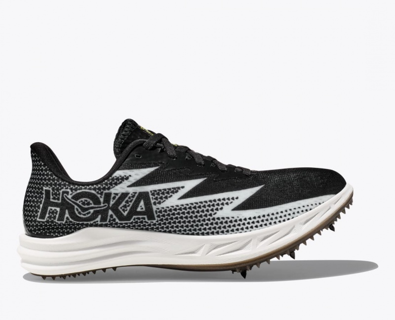 Men\'s HOKA Crescendo MD Track Spikes Black / White | PBIFK4917