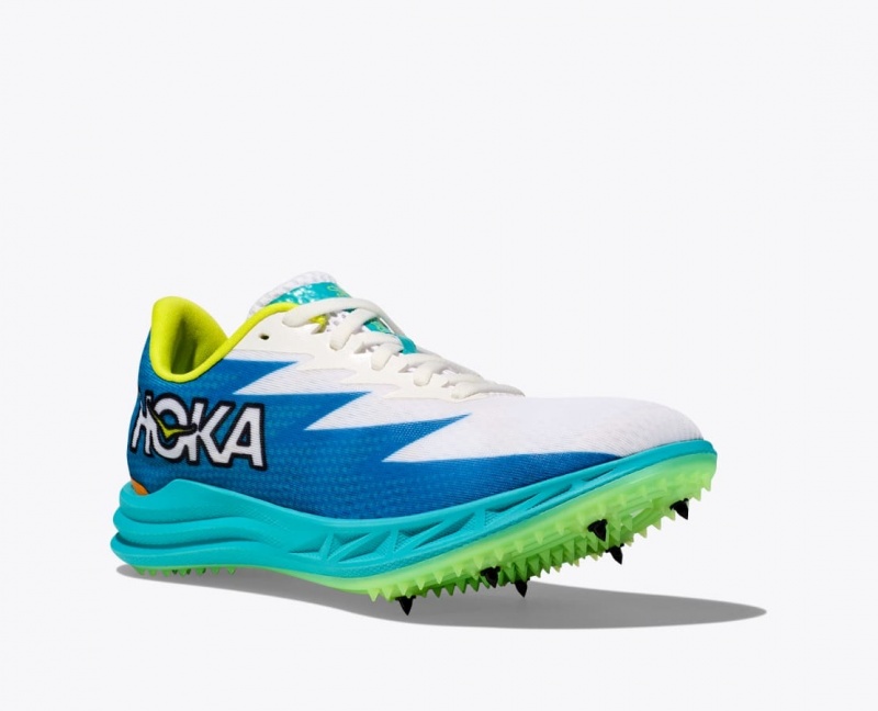 Men's HOKA Crescendo MD Track Spikes White / Blue | LIYUS2571