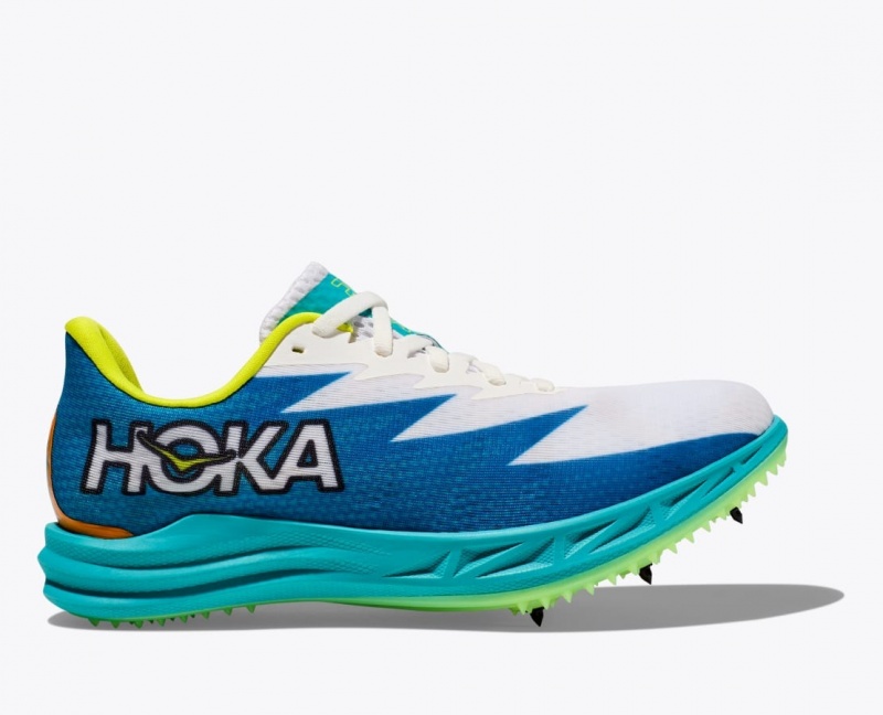 Men\'s HOKA Crescendo MD Track Spikes White / Blue | LIYUS2571