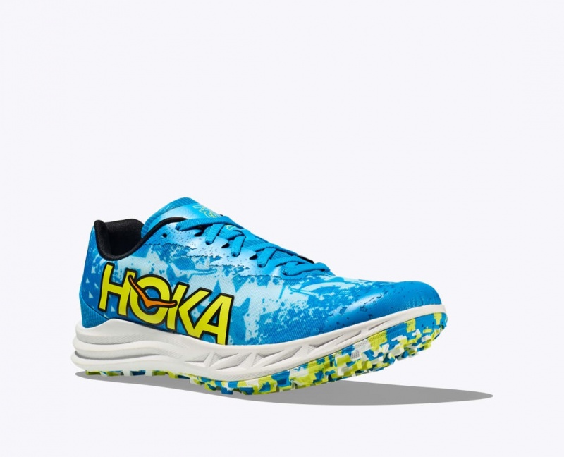 Men's HOKA Crescendo XC Spikeless Track Spikes Blue / Green | RVINB9305