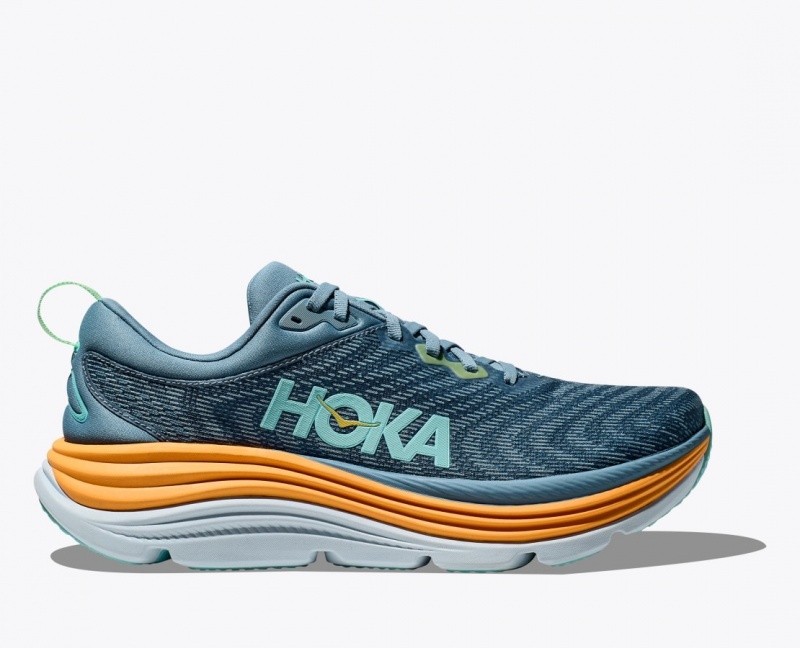 Men\'s HOKA Gaviota 5 Running Shoes Blue / Orange | WEMUI2038