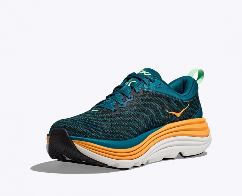 Men's HOKA Gaviota 5 Running Shoes Dark Turquoise / Black | VBQML6478