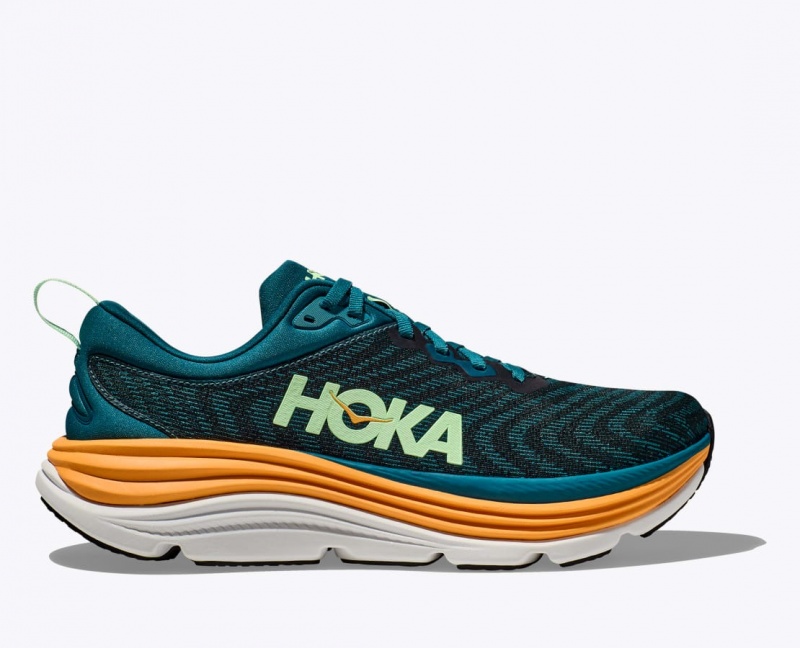 Men\'s HOKA Gaviota 5 Running Shoes Dark Turquoise / Black | VBQML6478