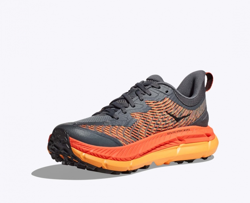 Men's HOKA Mafate Speed 4 Trail Running Shoes Dark Grey / Orange | KPQGE8027