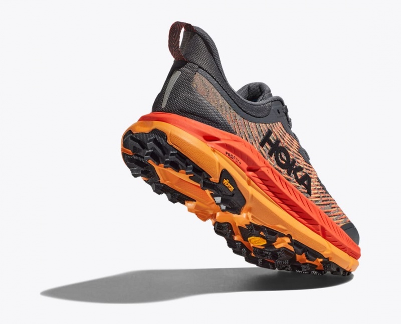 Men's HOKA Mafate Speed 4 Trail Running Shoes Dark Grey / Orange | KPQGE8027