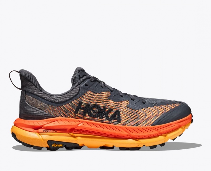 Men\'s HOKA Mafate Speed 4 Trail Running Shoes Dark Grey / Orange | KPQGE8027