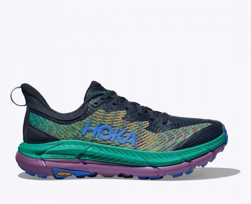 Men\'s HOKA Mafate Speed 4 Trail Running Shoes Dark Blue / Green | QVPYA4167