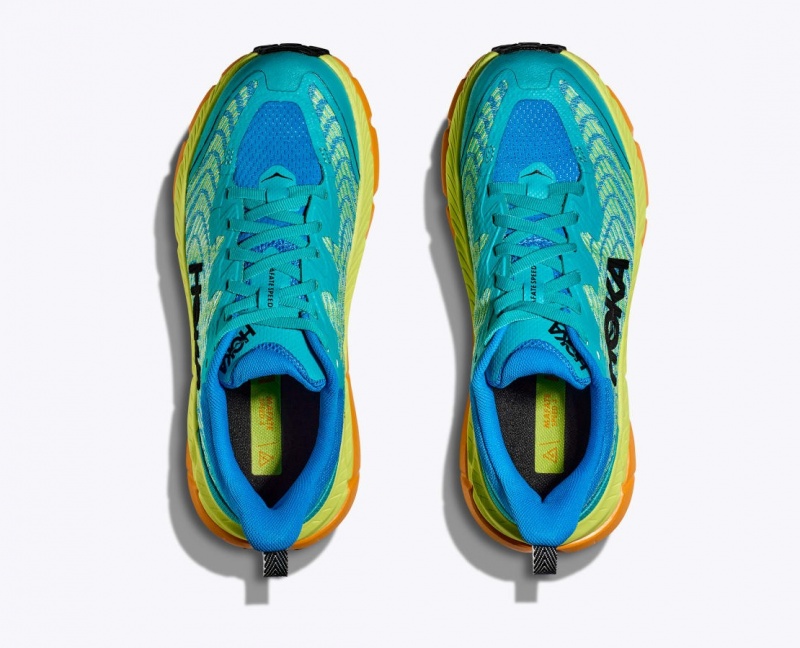 Men's HOKA Mafate Speed 4 Trail Running Shoes Turquoise / Green / Orange | GLYNM7248