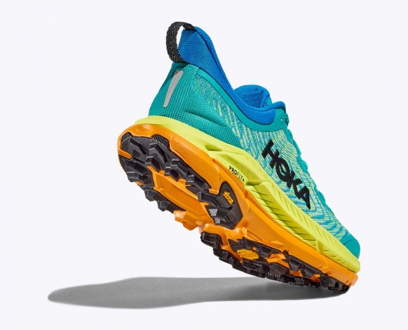 Men's HOKA Mafate Speed 4 Trail Running Shoes Turquoise / Green / Orange | GLYNM7248