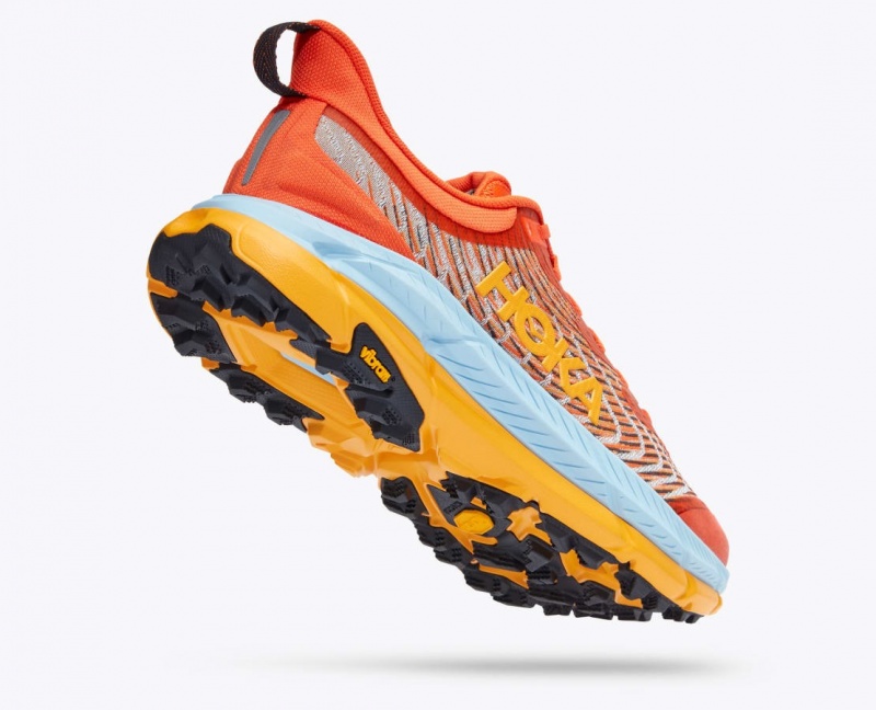 Men's HOKA Mafate Speed 4 Trail Running Shoes Coral / Light Blue / Orange | QRGTU1063