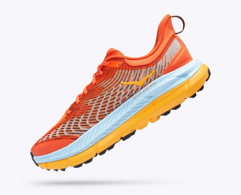 Men's HOKA Mafate Speed 4 Trail Running Shoes Coral / Light Blue / Orange | QRGTU1063