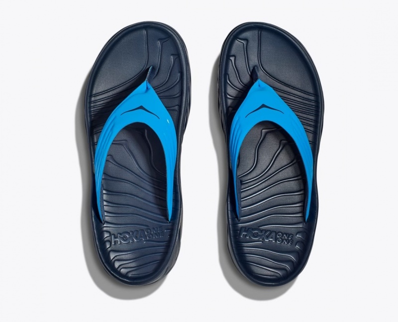 Men's HOKA ORA Recovery Flip Flops Blue / Black | APXLK4305