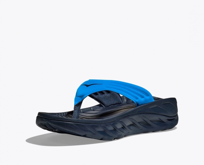 Men's HOKA ORA Recovery Flip Flops Blue / Black | APXLK4305