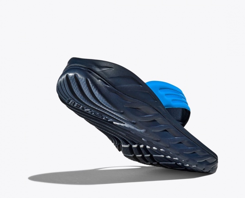 Men's HOKA ORA Recovery Flip Flops Blue / Black | APXLK4305