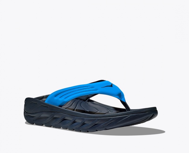 Men's HOKA ORA Recovery Flip Flops Blue / Black | APXLK4305