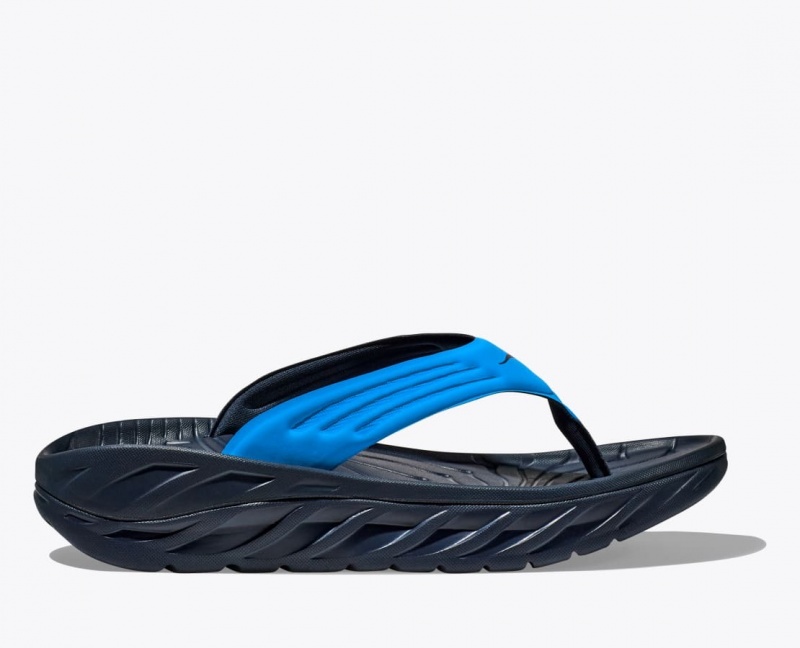 Men\'s HOKA ORA Recovery Flip Flops Blue / Black | APXLK4305