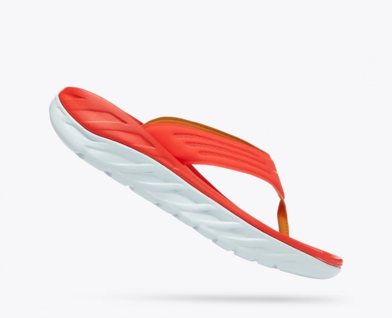 Men's HOKA ORA Recovery Flip Flops Dark Coral | UBHCO1725