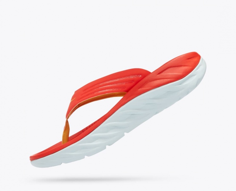 Men's HOKA ORA Recovery Flip Flops Dark Coral | UBHCO1725