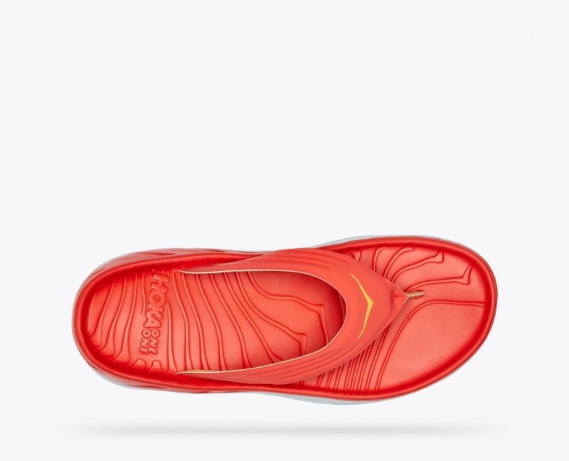 Men's HOKA ORA Recovery Flip Flops Dark Coral | UBHCO1725