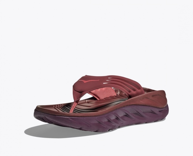 Men's HOKA ORA Recovery Flip Flops Dark Red | LMSDJ1345