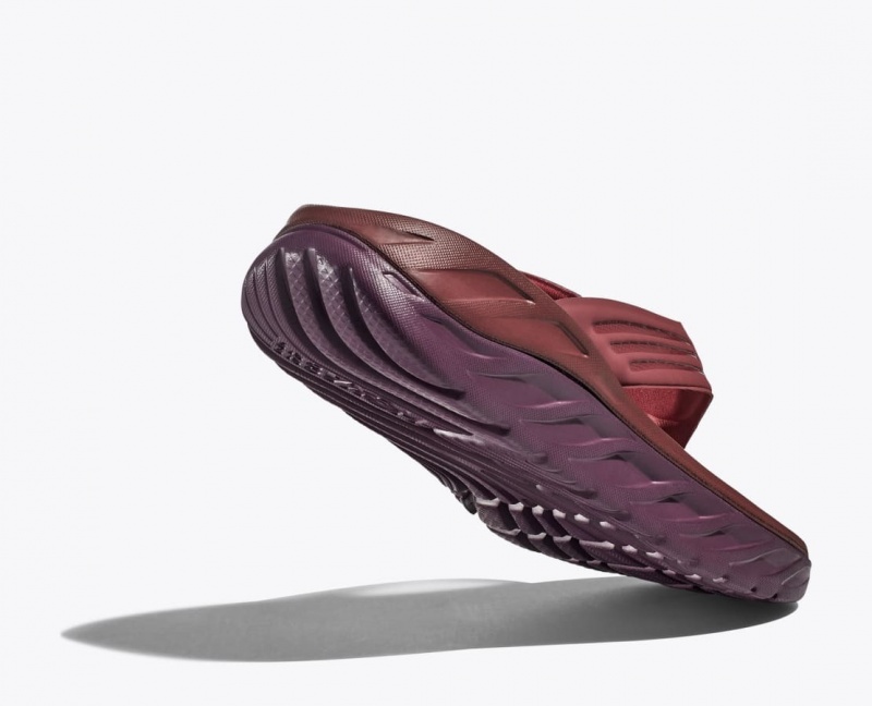 Men's HOKA ORA Recovery Flip Flops Dark Red | LMSDJ1345