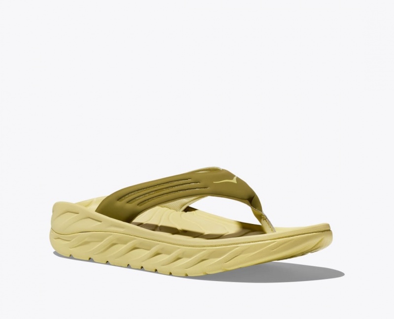 Men's HOKA ORA Recovery Flip Flops Khaki | IKUDP6835