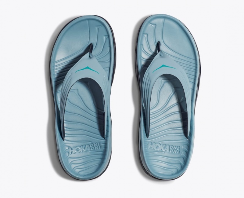 Men's HOKA ORA Recovery Flip Flops Light Blue / Black | IQBVM6827