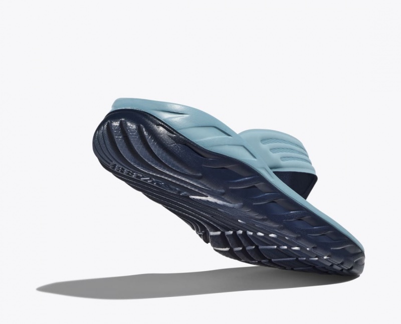 Men's HOKA ORA Recovery Flip Flops Light Blue / Black | IQBVM6827