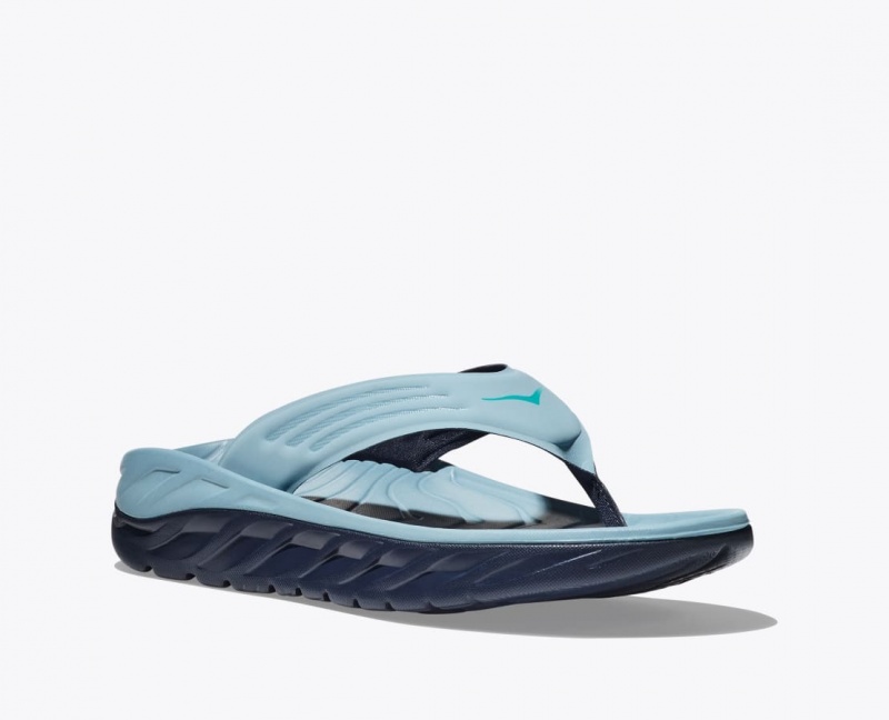 Men's HOKA ORA Recovery Flip Flops Light Blue / Black | IQBVM6827