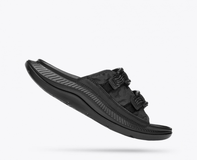 Men's HOKA Ora Luxe Slide Black | AHTYW8013