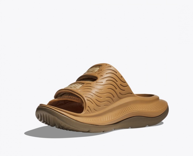 Men's HOKA Ora Luxe Slide Brown | FLEUT0271