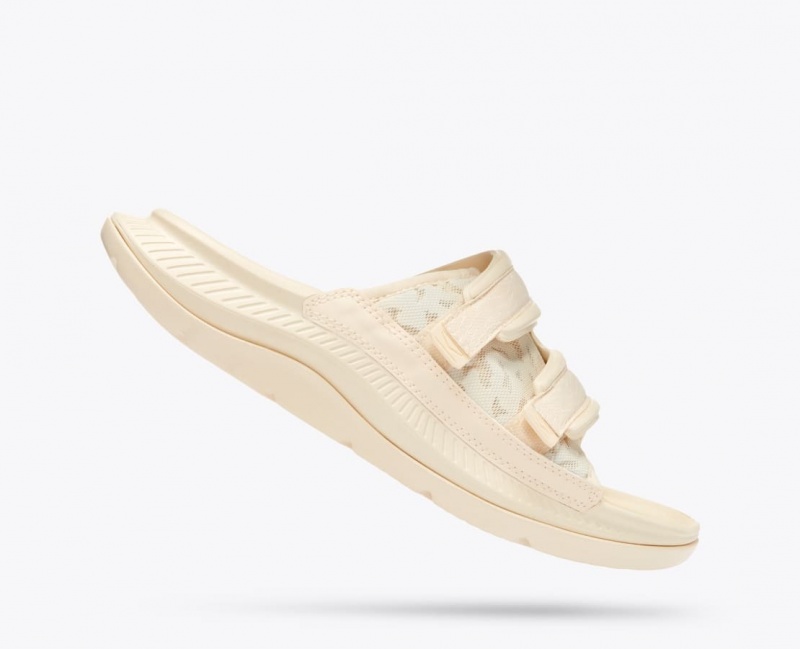 Men's HOKA Ora Luxe Slide Cream | VKQCL5912